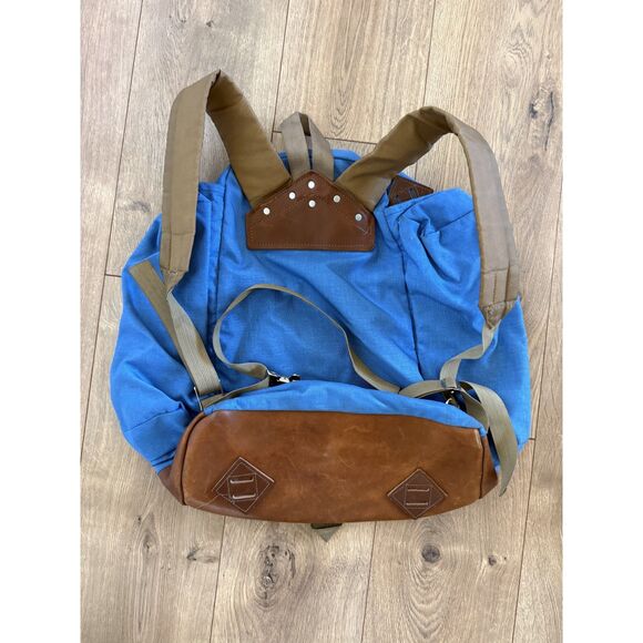 JANSPORT Vintage 80s Leather Bottom Hiking Backpack Daypack Outdoors USA Blue - Picture 3 of 12